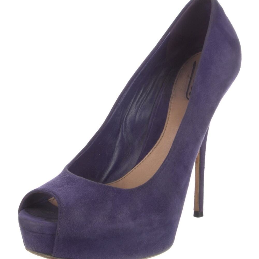 Gucci Purple Suede Platform Peep Toe Stiletto Heels Size IT 37.5
